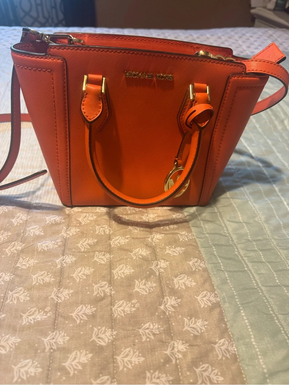 Michael Kors Bright Orange Saffiano Leather Satchel